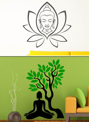 Trends on Wall  Spiritual Sticker(Pack of 2, Grey;black-green