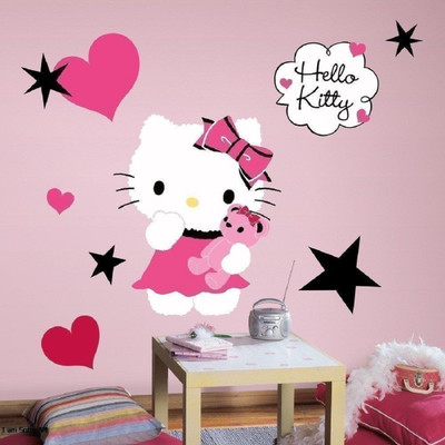 Asmi Collections 100 cm Cute Hello Kitty Removable Sticker(Pack of 1)