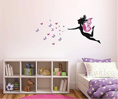 Asmi Collections 100 cm Beautiful Fairy and Butterflies Removable Sticker(Pack of 1)
