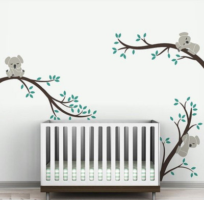 Asmi Collections 190 cm Cute Koalas on Tree branches Removable Sticker(Pack of 1)