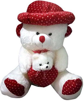 

ATTRACTIVE 3 Feet White Cute Mother Baby Teddy Bear with Cap - 3.5 FEET - 105 cm(White)