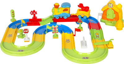 

KidsBazaar Battery Operated Toy Train Running on tracks Play Set with Blocks(Multicolor)