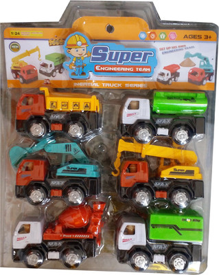 

SS Traders 6 big engineering trucks,Big in size to play(Multicolor)
