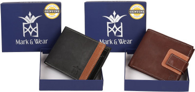 

Mark & Wear Men Multicolor Genuine Leather Wallet(9 Card Slots), Black brown
