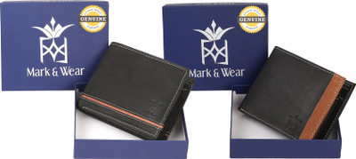 

Mark & Wear Men Multicolor Genuine Leather Wallet(9 Card Slots), Black tan
