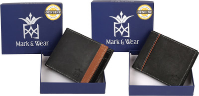 

Mark & Wear Men Multicolor Genuine Leather Wallet(9 Card Slots), Black tan