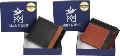 

Mark & Wear Men Multicolor Genuine Leather Wallet(9 Card Slots), Black tan