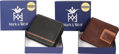 

Mark & Wear Men Multicolor Genuine Leather Wallet(9 Card Slots), Black brown