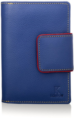 

K London Women Blue Genuine Leather Wallet(11 Card Slots), Blue;red