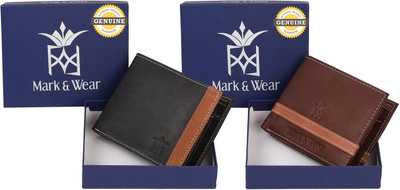 

Mark & Wear Men Multicolor Genuine Leather Wallet(9 Card Slots), Black brown