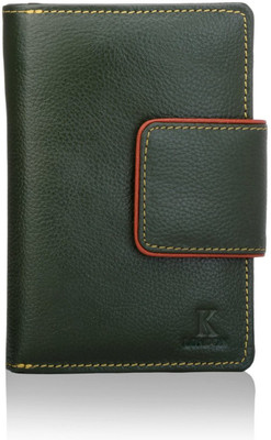 

K London Women Green Genuine Leather Wallet(11 Card Slots), Brown;green