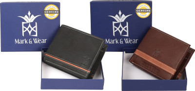 

Mark & Wear Men Multicolor Genuine Leather Wallet(9 Card Slots), Black brown