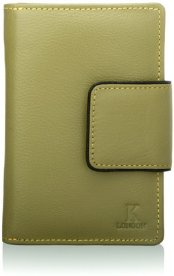 

K London Women Casual Green Genuine Leather Wrist Wallet(11 Card Slots), Black;green