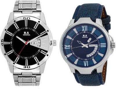 R S Original DIWALI DHAMAKA OFFER BLACK & BLUE DATE & TIME SET OF 2 RSO-51 series Watch  - For Men   Watches  (R S Original)