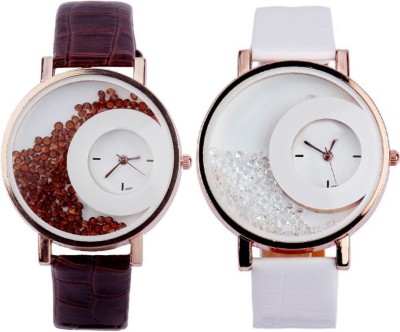 Shivam Retail Stylish Moving Brown And White Beads Watch  - For Women   Watches  (Shivam Retail)