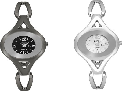 Youth Club COMBO-KVRBLKWHT OVEL SHAPPED BLACK & WHITE GIRLS PAIR Watch  - For Girls   Watches  (Youth Club)