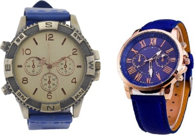 COSMIC BLUE DIRECTION MEN WATCH WITH GENEVA PLATINUM PARTY WEAR Watch  - For Couple   Watches  (COSMIC)