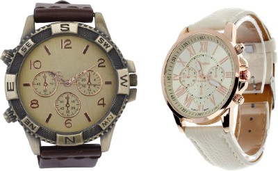 COSMIC BROWN DIRECTION MEN WATCH WITH GENEVA PLATINUM PARTY WEAR Watch  - For Couple   Watches  (COSMIC)