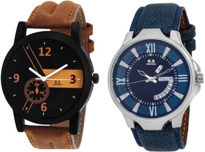 R S Original DIWALI DHAMAKA OFFER BLACK & BLUE DATE & TIME SET OF 2 RSO-56 series Watch  - For Men   Watches  (R S Original)