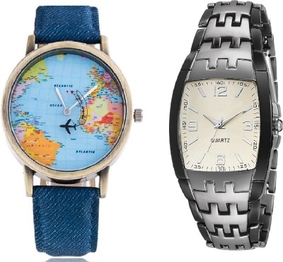 COSMIC SILVER GREY TWO TONE COLLECTION WITH WORLD MAP PARTY WEAR Watch  - For Men   Watches  (COSMIC)