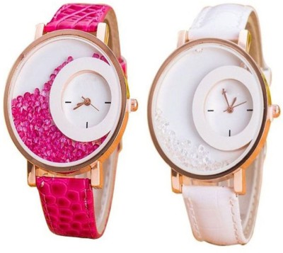 RJ Creation Pink and White Stylish Mxre Combo Watch  - For Women   Watches  (RJ Creation)