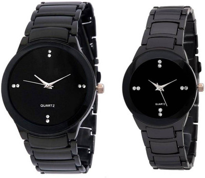 FASHION POOL COUPLE FULL BLACK WATCH IIK FULL BLACK COUPLE WATCH Watch  - For Couple   Watches  (FASHION POOL)