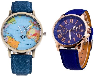 DECLASSE WORLD MAP CHRONOGRAPH PATTERN WITH GENEVA PLATINUM PARTY WEAR Watch  - For Couple   Watches  (Declasse)