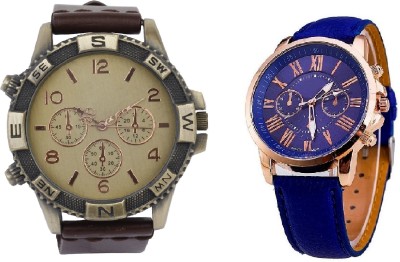 COSMIC BROWN DIRECTION WITH GENEVA PLATINUM PARTY WEAR Watch  - For Couple   Watches  (COSMIC)