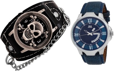 R S Original DIWALI DHAMAKA OFFER BLACK & BLUE DATE & TIME SET OF 2 RSO-72 series Watch  - For Men   Watches  (R S Original)