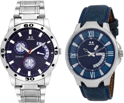 R S Original DIWALI DHAMAKA OFFER BLUE & BLUE DATE & TIME SET OF 2 RSO-66 series Watch  - For Men   Watches  (R S Original)