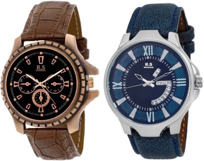 R S Original DIWALI DHAMAKA OFFER BLACK & BLUE DATE & TIME SET OF 2 RSO-54 series Watch  - For Men   Watches  (R S Original)