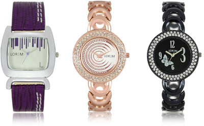 View Shivam Retail LR201-202-207 New Latest Collection Metal & Leather Strap Girls Watch  - For Women Wrist Watches Price Online(Shivam Retail)