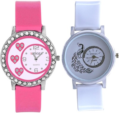 SPINOZA Glory white beautiful peacock with love pink heart crystals studded bracelet women Watch  - For Girls   Watches  (SPINOZA)