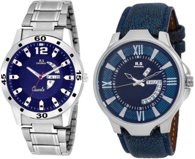 R S Original DIWALI DHAMAKA OFFER BLUE & BLUE DATE & TIME SET OF 2 RSO-49 series Watch  - For Men   Watches  (R S Original)