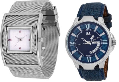 R S Original DIWALI DHAMAKA OFFER WHITE & BLUE DATE & TIME SET OF 2 RSO-69 series Watch  - For Men   Watches  (R S Original)