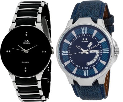 R S Original DIWALI DHAMAKA OFFER BLACK & BLUE DATE & TIME SET OF 2 RSO-59 series Watch  - For Men   Watches  (R S Original)