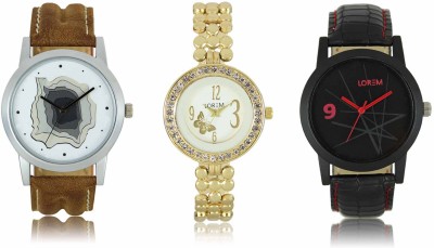 LOREM New LR08-09-203 Exclsive Diamond Studed Gold Best Stylish Combo Watch  - For Boys & Girls   Watches  (LOREM)