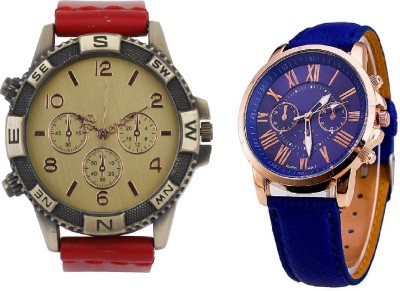 COSMIC RED DIRECTION MEN WATCH WITH GENEVA PLATINUM PARTY WEAR Watch  - For Couple   Watches  (COSMIC)