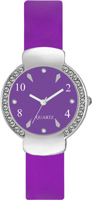 

SPINOZA glory purple crystals studded round fancy women Watch - For Girls