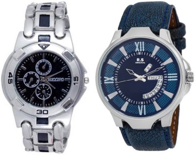 R S Original DIWALI DHAMAKA OFFER BLACK & BLUE DATE & TIME SET OF 2 RSO-80 series Watch  - For Men   Watches  (R S Original)