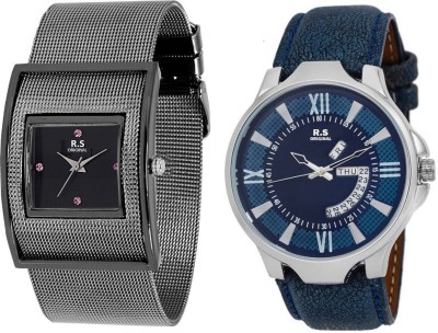 R S Original DIWALI DHAMAKA OFFER BLACK & BLUE DATE & TIME SET OF 2 RSO-68 series Watch  - For Men   Watches  (R S Original)