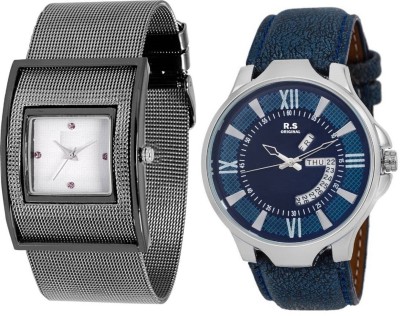 R S Original DIWALI DHAMAKA OFFER WHITE & BLUE DATE & TIME SET OF 2 RSO-70 series Watch  - For Men   Watches  (R S Original)