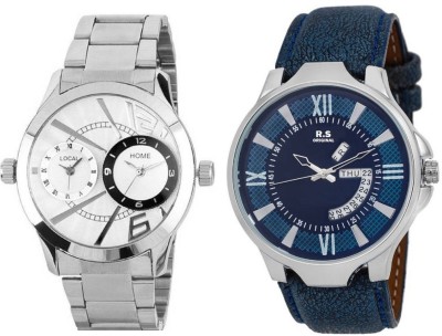 R S Original DIWALI DHAMAKA OFFER WHITE & BLUE DATE & TIME SET OF 2 RSO-83 series Watch  - For Men   Watches  (R S Original)
