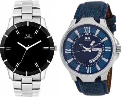 R S Original DIWALI DHAMAKA OFFER BLACK & BLUE DATE & TIME SET OF 2 RSO-57 series Watch  - For Men   Watches  (R S Original)