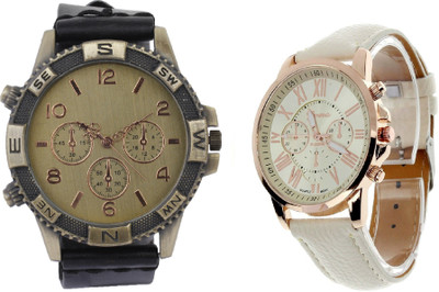 

COSMIC BLACK DIRECTION MEN WATCH WITH GENEVA PLATINUM PARTY WEAR Watch - For Couple