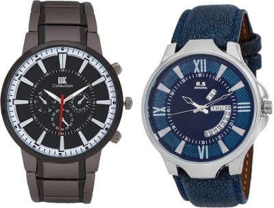 R S Original DIWALI DHAMAKA OFFER BLACK & BLUE DATE & TIME SET OF 2 RSO-74 series Watch  - For Men   Watches  (R S Original)