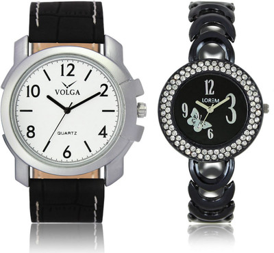 

Volga VL12LR201 New Exclusive Collection Leather-Metal Diamond Studed Strap-Belt Mens Watches Best Offer Combo Watch - For Boys