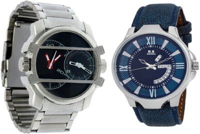 R S Original DIWALI DHAMAKA OFFER BLACK & BLUE DATE & TIME SET OF 2 RSO-82 series Watch  - For Men   Watches  (R S Original)