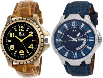 R S Original DIWALI DHAMAKA OFFER BLACK & BLUE DATE & TIME SET OF 2 RSO-55 series Watch  - For Men   Watches  (R S Original)
