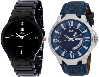 R S Original DIWALI DHAMAKA OFFER BLACK & BLUE DATE & TIME SET OF 2 RSO-60 series Watch  - For Men   Watches  (R S Original)